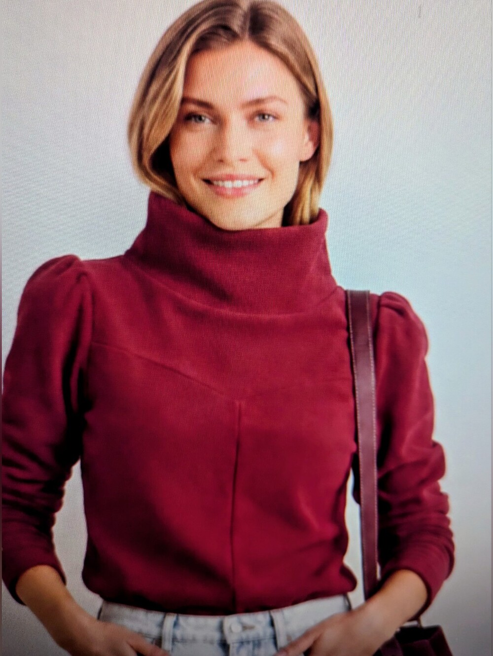 Dudley Stephens - Camilla Puff Sleeve Turtleneck (NWT) Burgundy, Large